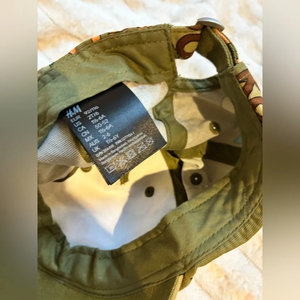 H&M Olive Green Cap with Dinosaur Print